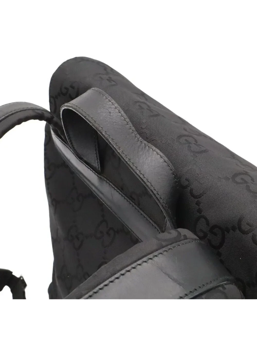 Gucci GG Nylon Backpack Leather Black Silver
